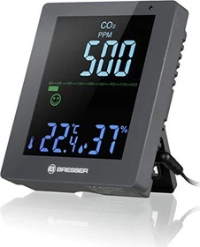 Bresser CO2 Smile Luftqualitätsmonitor Temperaturstation grau, digital