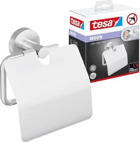 tesa Moon Toilettenpapierhalter mit Deckel inkl. Klebelösung edelstahl