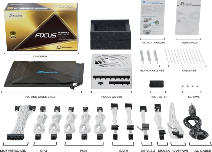 Seasonic Focus GX White Edition 850W, ATX 3.0