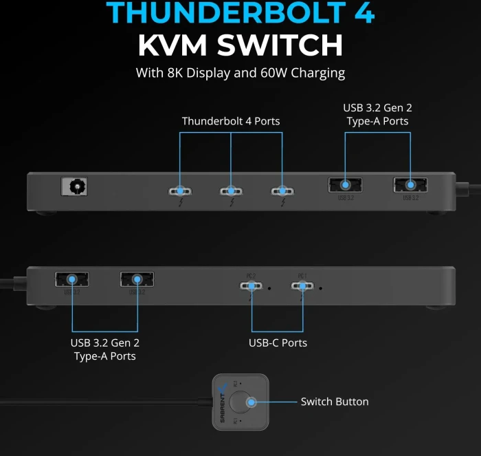 Sabrent Thunderbolt 4 KVM-Switch, 2x Thunderbolt 4 [Buchse]