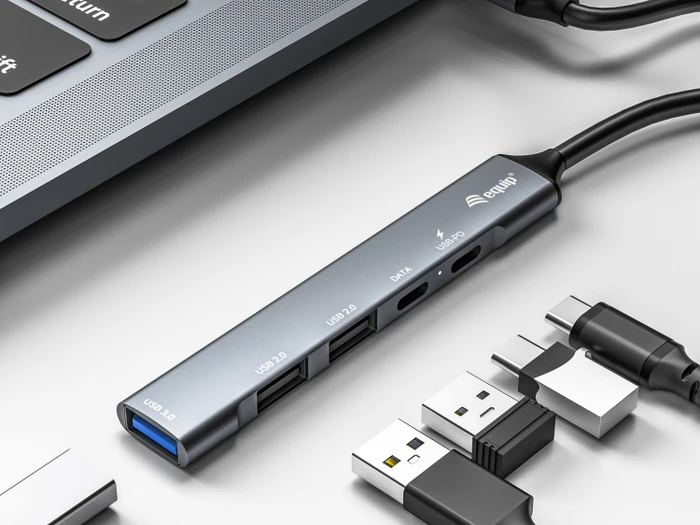 Equip 5-Port USB Hub mit USB-C PD 100W, USB-C 3.0 [Stecker]