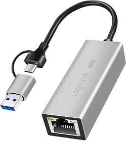 LogiLink LAN-Adapter 2.5G, RJ-45, USB-C 3.0 / USB-A 3.0 [Stecker] (UA0422)