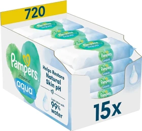 Pampers Harmonie Aqua Feuchttücher, 720 Stück (15x 48 Stück)
