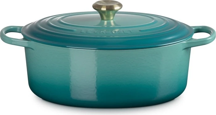 Le Creuset Signature Gusseisen Bräter oval 29cm 4.7l bleu riviera