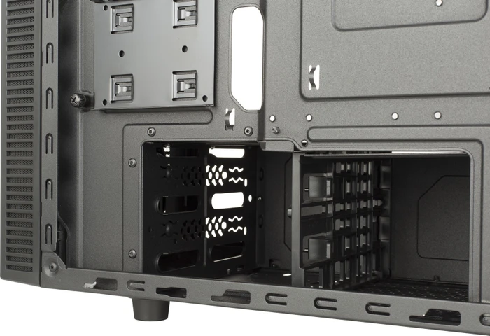 Cooler Master MasterBox E500L Window, schwarz/rot, Lüfter LED rot, Acrylfenster