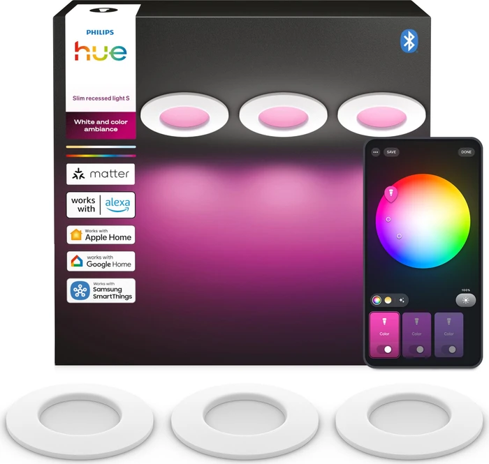 Philips Hue White and Color Ambiance Slim Einbauleuchte 90mm 3-flammig weiß
