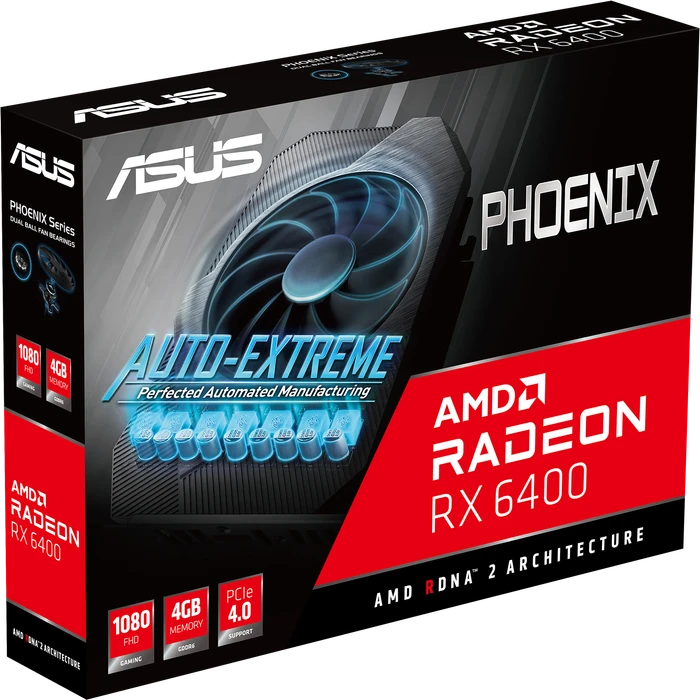 ASUS Phoenix Radeon RX 6400, PH-RX6400-4G, 4GB GDDR6, HDMI, DP