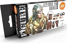 AK-Interactive 3rd Gen Acrylic Colors Figure Series Leather and Buckles Farbset, 6-tlg.