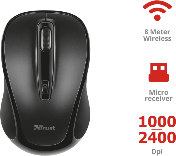 Trust Zelo Silent Click Wireless Mouse schwarz/grau, USB
