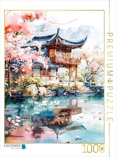 Calvendo Tempelanlage zur Kirschblüte in China. Aquarellmalerei