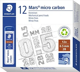 Staedtler Mars micro carbon 250 Druckbleistiftmine 2B 0.5mm graphit, 12er-Pack