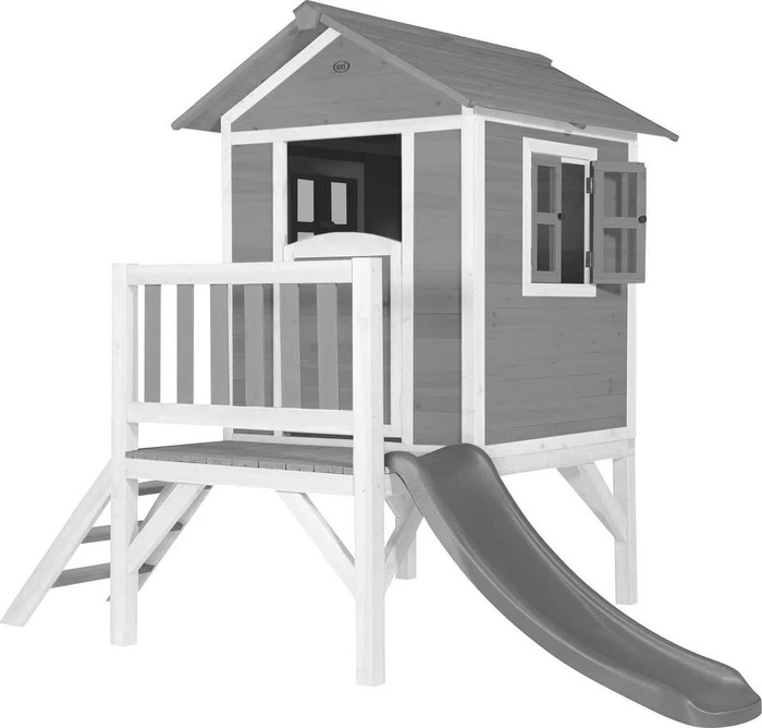 Axi Spielhaus Lodge XL grau/weiß mit Rutsche grau