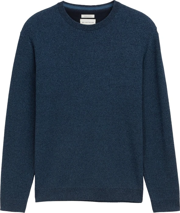 Tom Tailor Bio-Baumwolle Strickpullover real teal navy twotone (Herren)