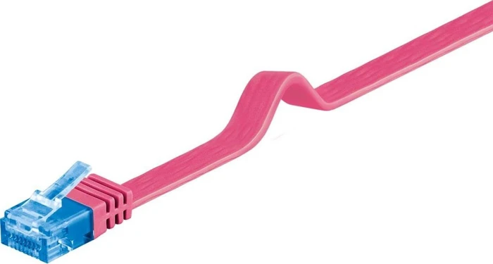 goobay Flach-Patchkabel, Cat6a, U/UTP, RJ-45/RJ-45, 0.5m, rosa