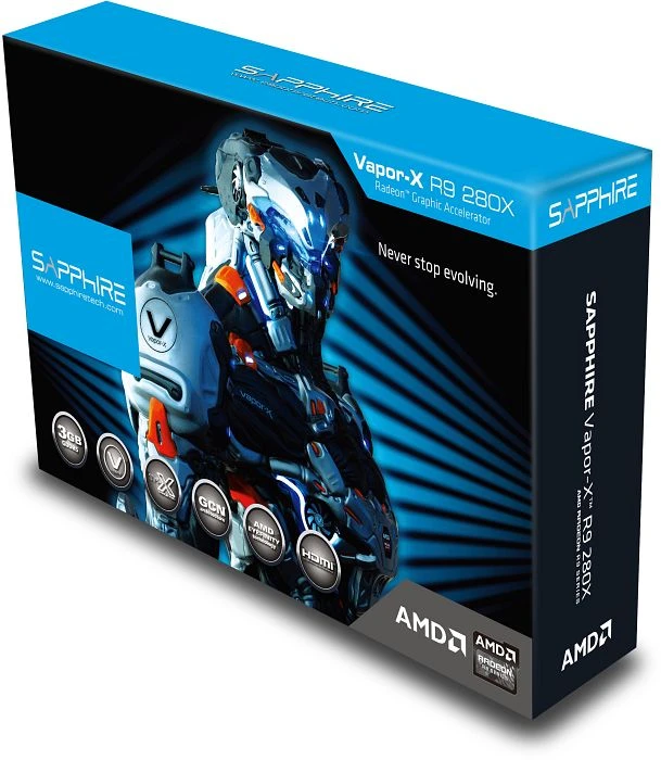 Sapphire Vapor-X Radeon R9 280X Tri-X, 3GB GDDR5, 2x DVI, HDMI, DP, full retail
