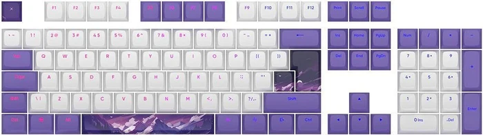 Dark Project Violet Horizons Multilingual Keycaps, Kunststoff (PBT) Double-Shot, CSA-Profil, weiß/violett, 177 Tasten, ANSI & ISO