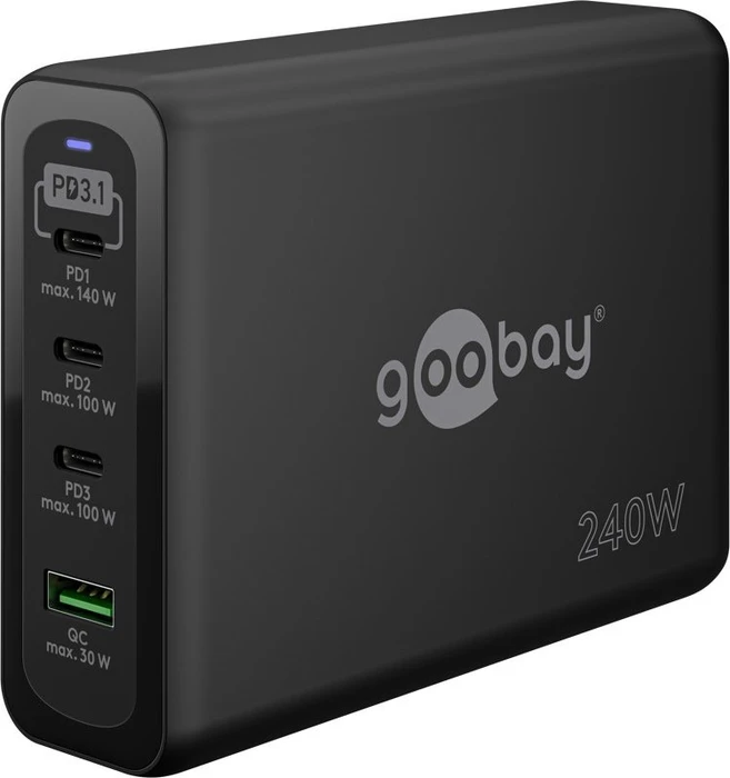 Wentronic Goobay USB-C PD GaN Multiport-Schnellladegerät 240W schwarz