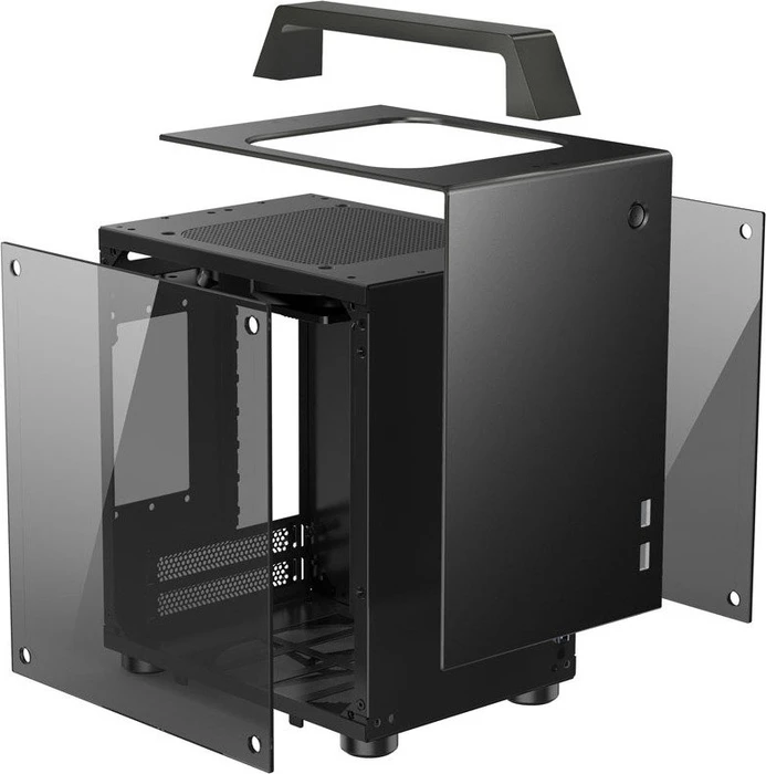 Jonsbo T8, schwarz, Glasfenster, Mini-ITX