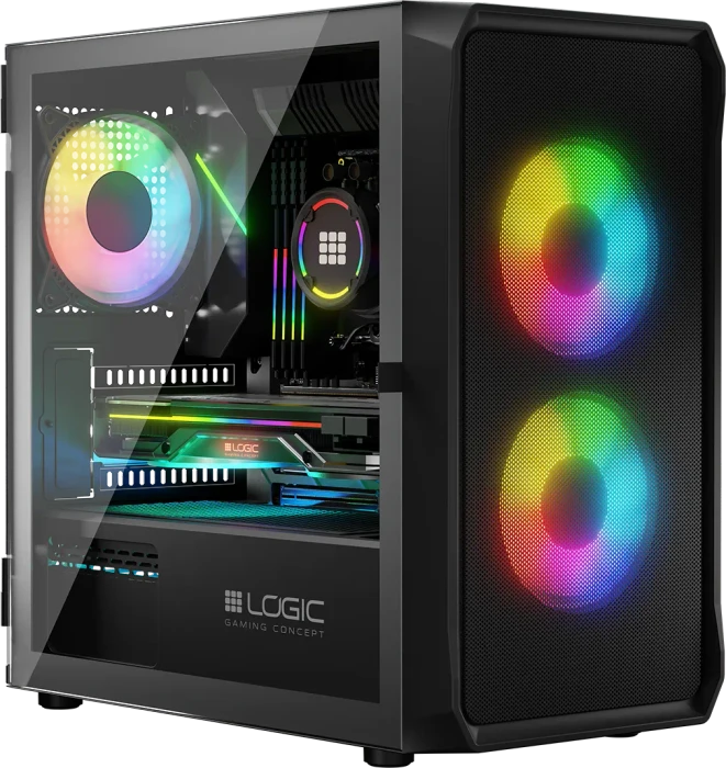 Logic Concept Portos ARGB Mini Black, Glasfenster