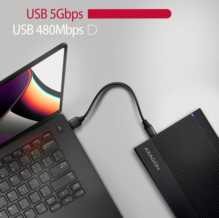 Axagon Ribbed Box Festplattengehäuse, schwarz, 3.5", USB-C 3.0