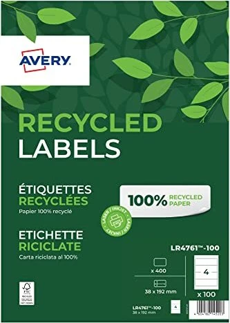Avery-Zweckform Ordneretiketten Recycling, 61x192mm, weiß, 100 Blatt (400 Etiketten)