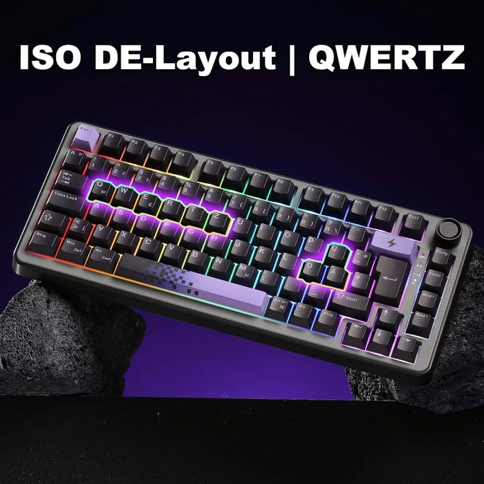 Yunzii B75 Pro, Black Purple, Milk Switch, USB/Bluetooth, DE