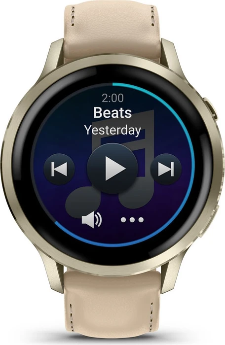 Garmin Venu 4S lunar gold/bone/light sand leather