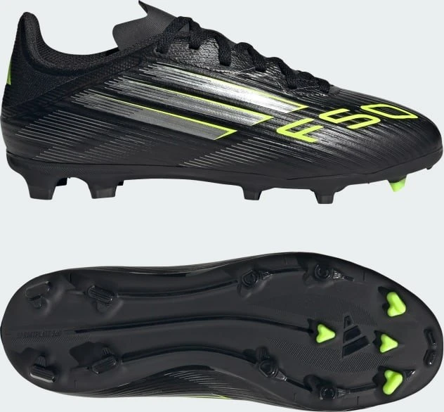 adidas F50 League FG/MG core black/iron metallic/lucid lemon (Junior)