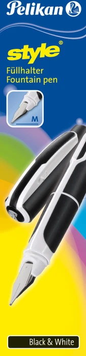 Pelikan Style weiß/schwarz, rechte Hand/linke Hand, mittel, Faltschachtel