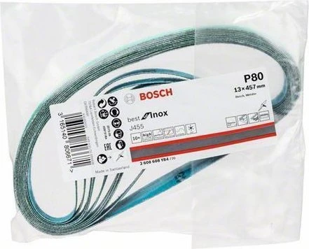 Bosch Professional J455 Best for Inox Schleifband K80, 13x457mm, 10 Stück