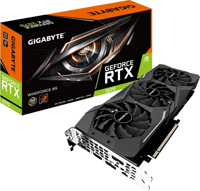 GIGABYTE GeForce RTX 2070 Windforce 8G (Rev. 2.0), 8GB GDDR6, HDMI, USB-C, 3x DP