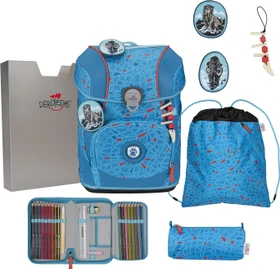 DerDieDas ErgoFlex Tiny Exklusiv Superflash Blue Ice Schultaschen-Set, 5-tlg.