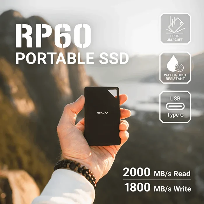 PNY RP60 Portable SSD, 2TB, USB-C 3.2