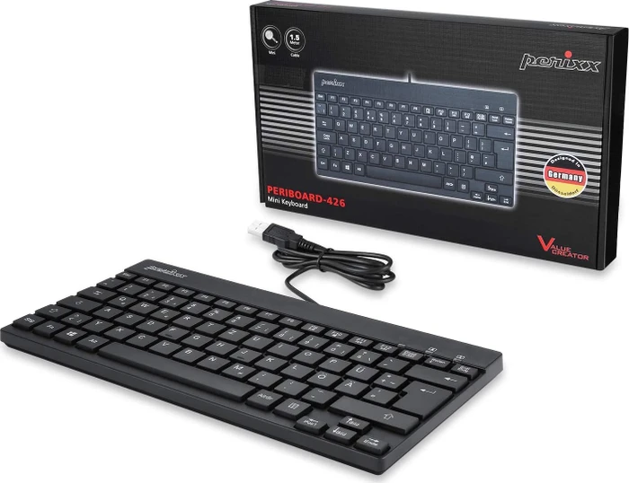 Perixx Periboard-426 Mini, schwarz, USB, DE