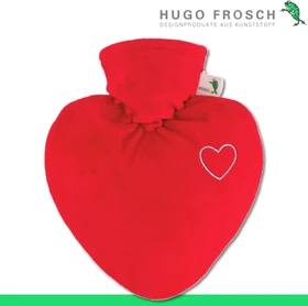 Hugo Frosch Herz Veloursüberzug Wärmflasche rot