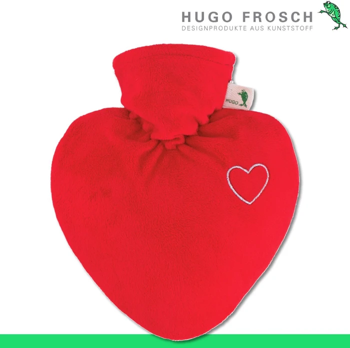 Hugo Frosch Herz Veloursüberzug Wärmflasche rot