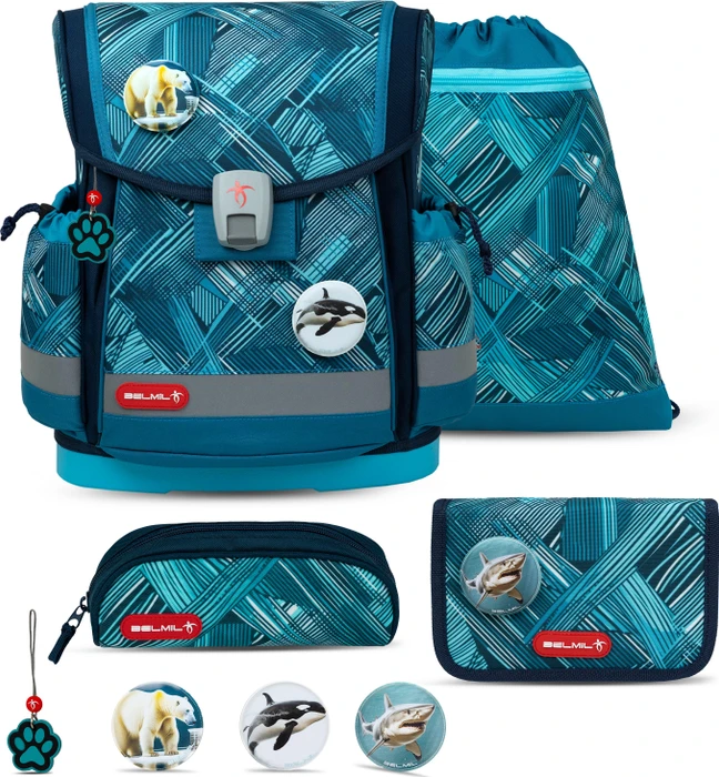 Belmil Classy Plus Ice Blue Schultaschen-Set, 4-tlg.