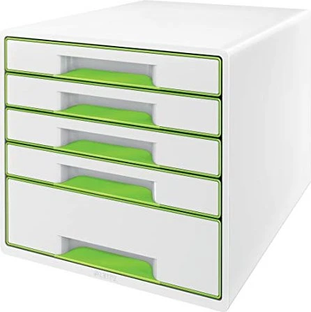 Leitz Wow Cube Schubladenbox, 5 Schubladen, weiß/grün