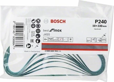 Bosch Professional J455 Best for Inox Schleifband K240, 10x330mm, 10 Stück