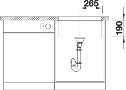 Blanco Subline 500-U InFino Unterbau Becken mittig vulkangrau