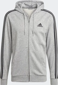 adidas Essentials French Terry 3-Streifen Hoodie medium grey heather/black (Herren)