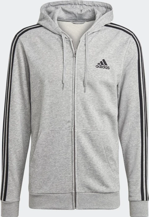 adidas Essentials French Terry 3-Streifen Hoodie medium grey heather/black (Herren)