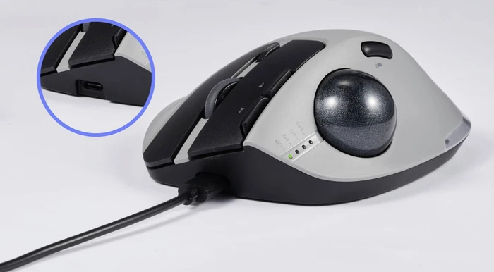Renkforce RF-WLEM-500 Wireless Trackball Mouse grau/schwarz, USB-A/Bluetooth