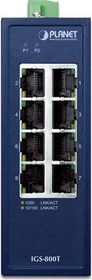 Planet IGS-800T Industrial Railmount Gigabit Switch, 8x RJ-45