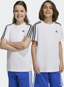 adidas Essentials 3-Streifen Cotton T-Shirt kurzarm weiß/schwarz (Junior)