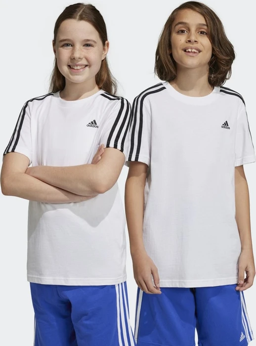 adidas Essentials 3-Streifen Cotton T-Shirt kurzarm weiß/schwarz (Junior)