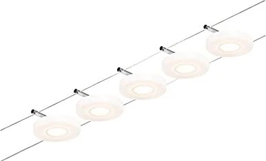 Paulmann CorDuo Basisset Seilsystem Spot 4.5W 5m chrom matt, 5 Stück