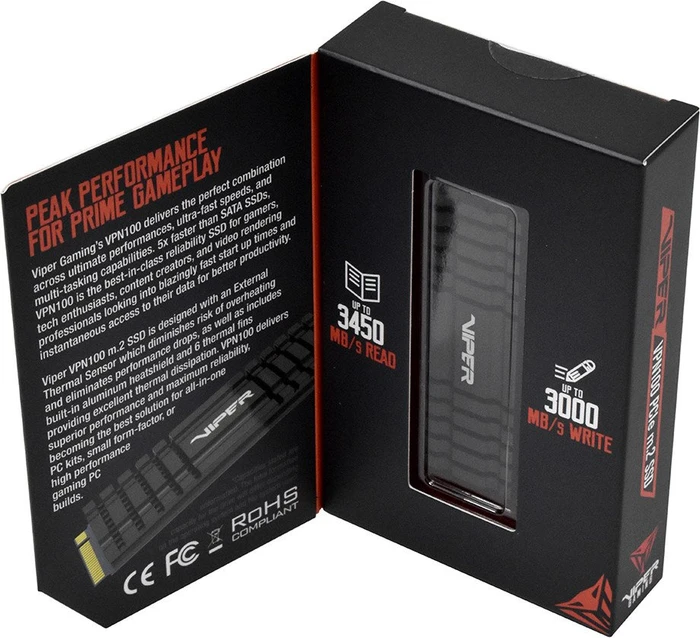 Patriot Viper VPN100 512GB, M.2 2280 / M-Key / PCIe 3.0 x4, Kühlkörper