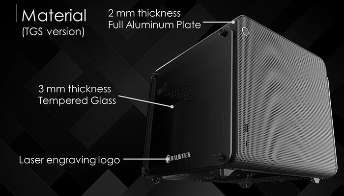 Raijintek Metis Evo TGS, weiß/schwarz, Glasfenster, Mini-ITX