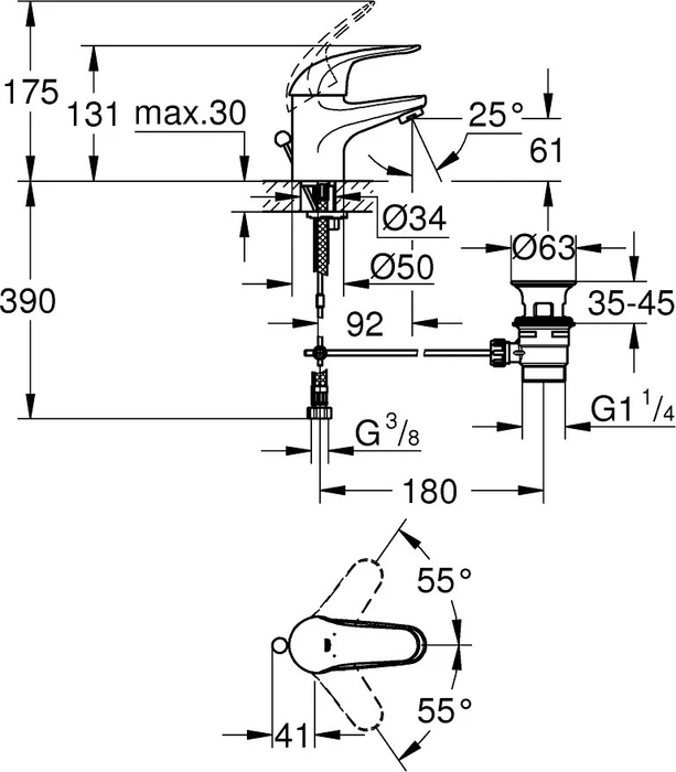 Grohe Swift Einhand-Waschbeckenarmatur 1/2" S-Size chrom